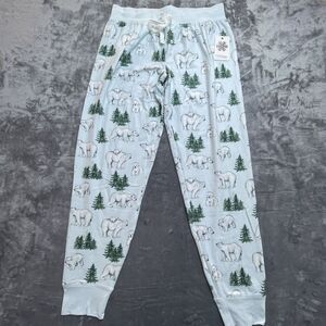PJ Salvage Pants Womens Small Polar Bears Trees Blue Cute‎ Joggers Soft Cozy